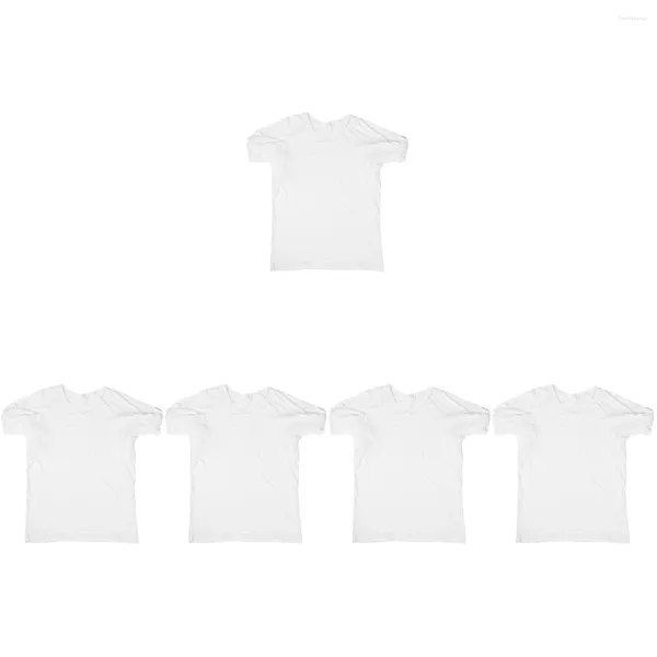 Herren-T-Shirts, 5er-Pack, Herren-Trainingshemd, Weste, schweißfestes Unterarm-T-Shirt, bequemes, weißes, atmungsaktives Baumwoll-Leinen-Unterhemd für Herren