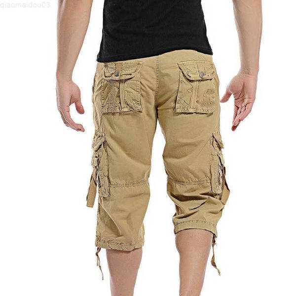 Pantaloncini da uomo Pantaloncini casual Pantaloncini cargo da uomo in cotone mimetico estivo Pantaloncini corti mimetici da uomo Homme Senza cintura Pantaloni al polpaccio L230718