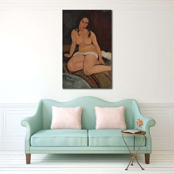 Amedeo Modigliani Figura Arte em Tela Nude Ii Feito à Mão Pinturas a Óleo para Decoração de Apartamento Moderno