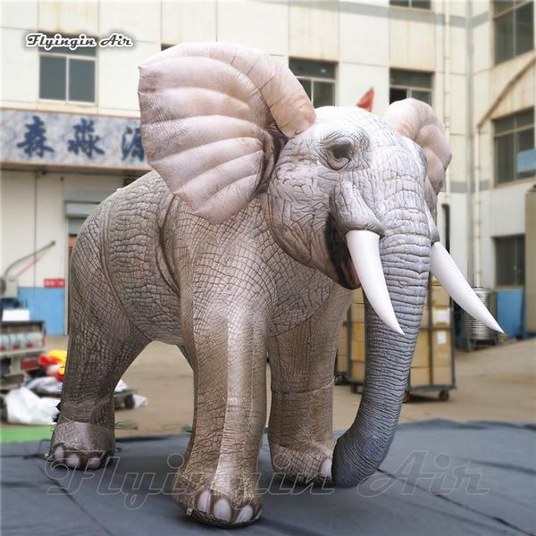 Elefante inflável desempenho de desfile ao ar livre Mascote de animal soprado a ar Elefante cinza gigante para zoológico e show de circo 279T