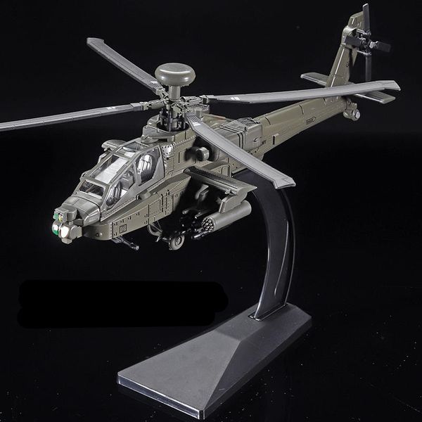 Aeronave Modle American AH-64 Apache General Alloy Helicopter Model Aeronave Simulação Metal Flight Model Som e Luz Brinquedo Infantil Presente 230717