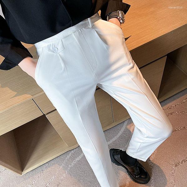 Abiti da uomo 2023 Tasche da uomo Pantaloni alla caviglia Abito da lavoro Classico stile britannico Slim Pantaloni casual Abbigliamento maschile di marca Y392