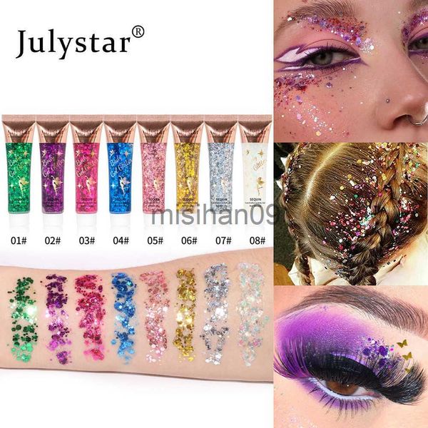 Andere Make-up-Körper-Glitzer-Gel, multifunktional, Gesicht, Lippen, Haare, lose Pailletten, Blitz, flüssiger Lidschatten, Festival, Bühne, Make-up, Dekoration, Kosmetik, J230718