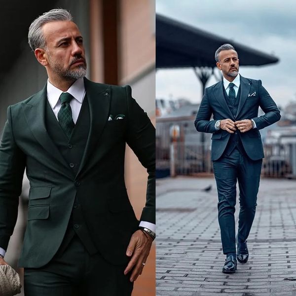 Estate scuro scuro uomo da uomo abiti da sposa slim fit da un pulsante scialle di lavoro formale da balia da balia per ufficio pantaloni