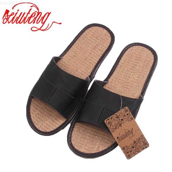 Hausschuhe Neue 2022 Berühmte Marke Casual Männer Sandalen Sommer Leder Leinen Hausschuhe Sommer Schuhe Flip-Flops Schnelle Lieferung L230718