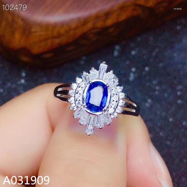 Cluster-Ringe KJJEAXCMY Boutique-Schmuck 925 Sterling Silber eingelegter natürlicher Saphir-Edelstein Neutraler Ring Unterstützung der Erkennung Exquisit