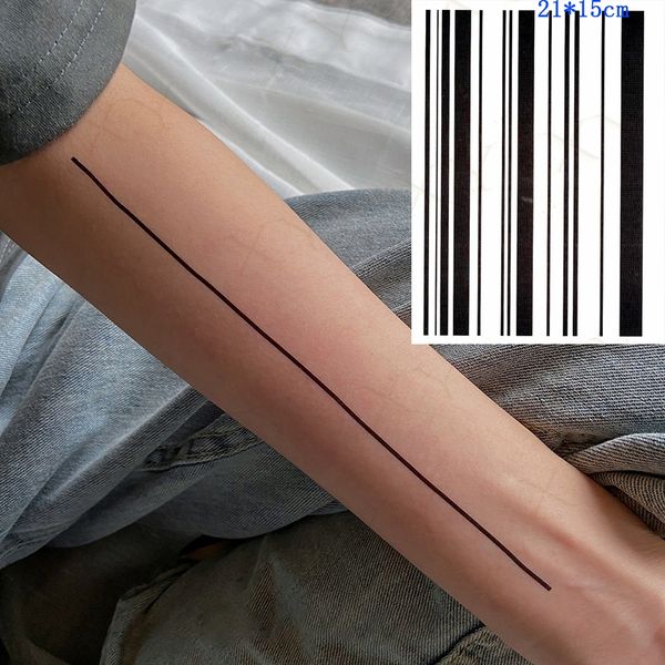 Adesivo per tatuaggio temporaneo impermeabile Striscia nera Linea barra Fuoco Fenice Uccello Falso Flash Tatoo Gamba posteriore Braccio addome per uomo Donna