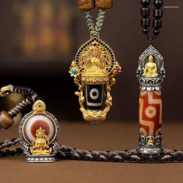 Подвесные ожерелья Se китайские девять видов бусин тибетские ом мани падме Хум перенос ретро мужчины и женщины