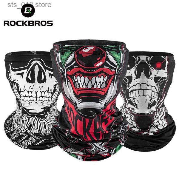 Cappellini da ciclismo Maschere ROCKBROS Maschera integrale Stampa teschio Sciarpa Bici Protezione solare UV Maschera Casco Cosplay Sciarpa Fascia Balaclava Sciarpa esterna T230718