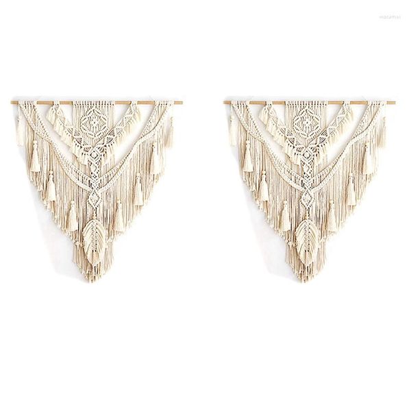 Tapeçarias 2X Nordic Bohemian Macrame Pendurar na parede Tassel tecida à mão com borla para decoração de casa grande