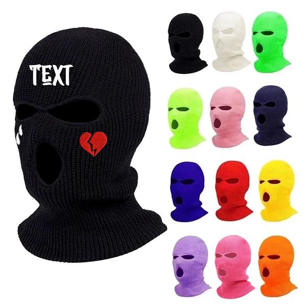 Modische Gesichtsmasken, Halsmanschette, individueller Text, Stickerei, vollständige Gesichtsabdeckung, Skimaske, Hut, Sturmhaube, Armee, CS, winddichter Strick, Winter, warm, Unisex, Drop 230717