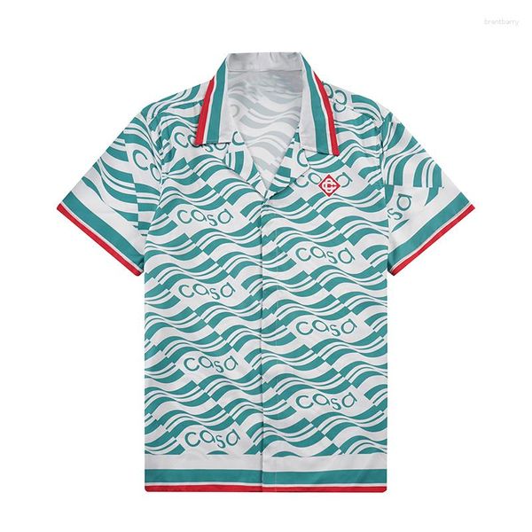 Camicie casual da uomo Summer Hip Hop hawaiano Top Stampa floreale Beach Manica corta per uomo Maglietta da vacanza Top Harajuku Outfit Camisas Y