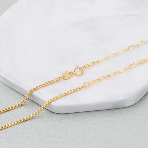 Цепочка чистое золото для женщин Реальное желтое кабельное ожерелье 18K 1,8 ммВ
