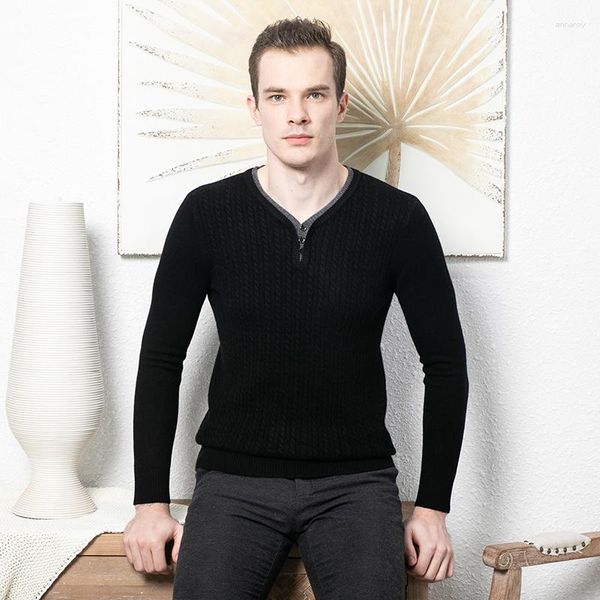 Männer Pullover Top Qualität Männlich Twisted Kaschmir Strickwaren Herbst Winter Wolle Dicken Pullover V-ausschnitt Reine Jumper Lange Ärmeln