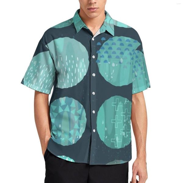 Camicie casual da uomo Camicette nordiche retrò Corpi celesti Camicia da spiaggia oversize con grafica a maniche corte hawaiana di mezzanotte