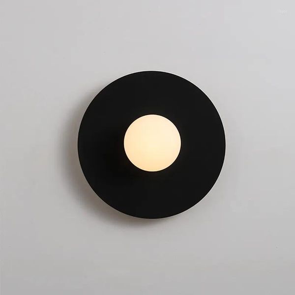 Lampada da parete Lampadario nordico Camera da letto Soggiorno Sconce Semplice e moderno Rotondo Nero Bianco Illuminazione a LED Corridoio Corridoio Soffitto