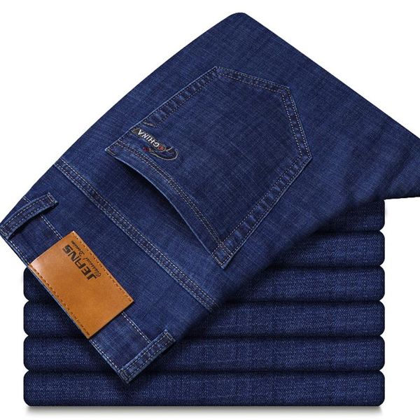 Jeans casual da uomo dritto dritto da uomo Pantaloni da uomo primavera estate Pantaloni in denim Jeans blu elastici leggeri2603