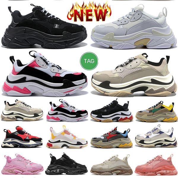 2023 Triple S Scarpe firmate Sneakers con plateau Suola trasparente Nero Bianco Grigio Rosso Rosa Blu Royal Neon Verde Giallo Arancione Scarpe da ginnastica da donna per uomo