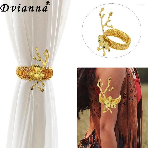 Tendina 2 pezzi bracciale da braccio per donna ragazza fiore aperto braccialetto superiore braccialetto regolabile gioielli fermacravatte in oro C37