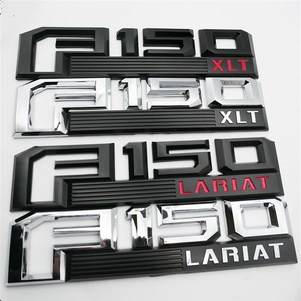 Per il 2015-2018 Ford F-150 XLT LARIAT Chrome Red Black Fender Emblem Badge Targhette Passeggero Driver Sides224D