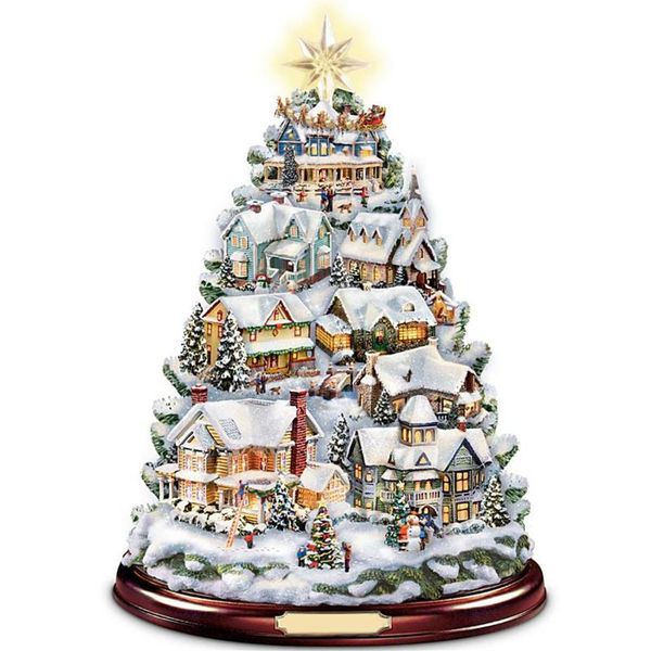 Decorações de Natal Árvore Escultura Rotativa Colar Trem Adesivos de Janela Decoração de Inverno para Casa 245m