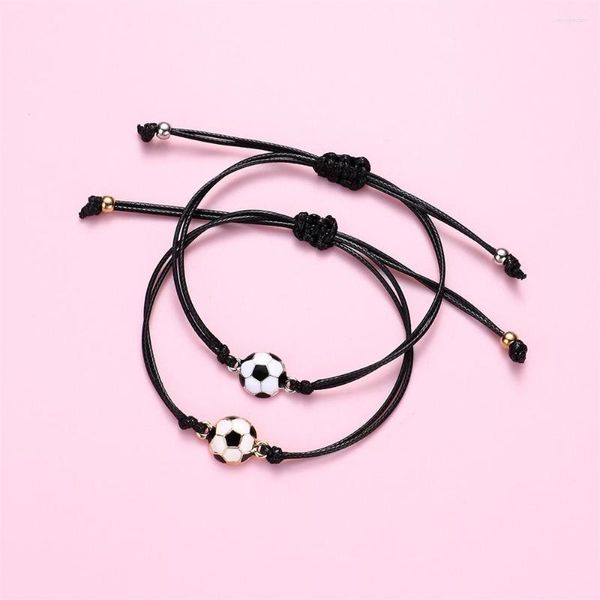 Braccialetti con ciondoli 2 pezzi/set Braccialetto da calcio per cartoni animati per ragazze dei ragazzi Carino calcio regolabile Nascondi corda Accessori per gioielli abbinati