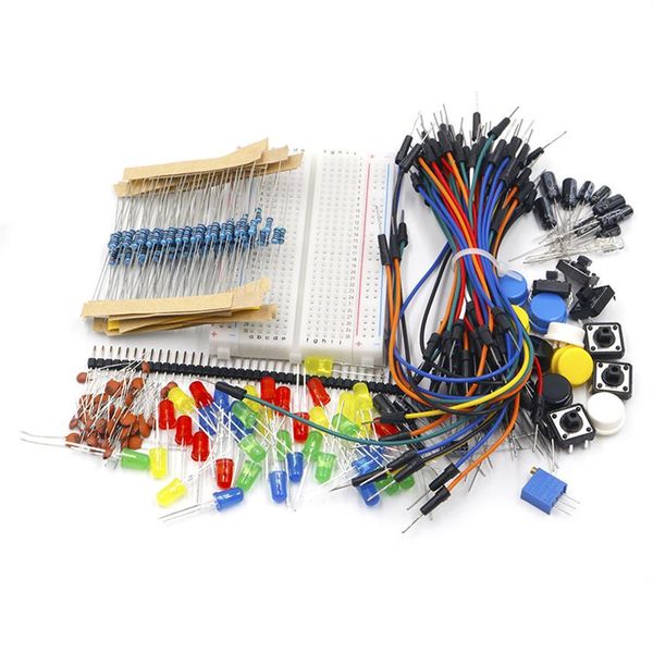 Elektronikkomponenten Starter -Kit für Arduino Widerstand LED -Kondensator Jumper Drähte Breadboard Widerstand mit Einzelhandelsbox280s