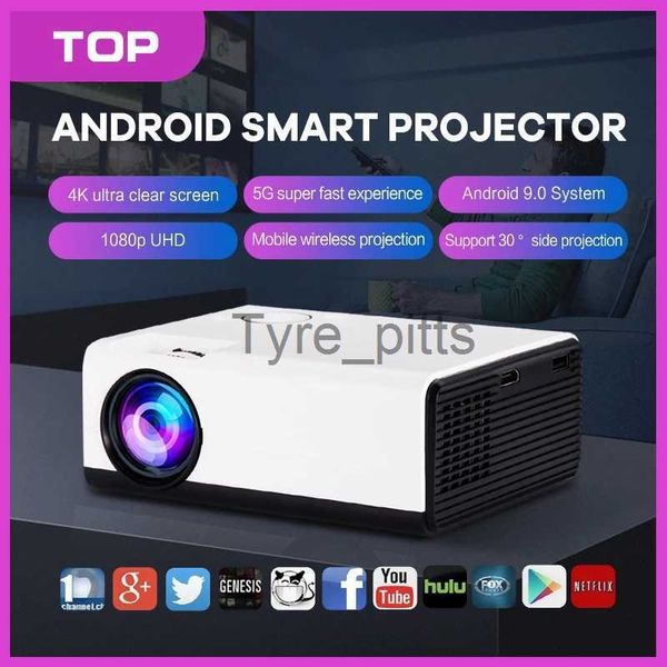Altri accessori per proiettori T01A Proiettore HD Android 9.0 5G WiFi Mini proiettore portatile Nativo 1280x720P Smartphone LED Video Home Cinema Beamer x0717