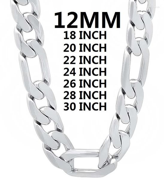 Ketten Solide 925 Sterling Silber Halskette Für Männer Klassische 12mm Kubanische Kette 18-30 Zoll Charme Hohe Qualität mode Schmuck Hochzeit