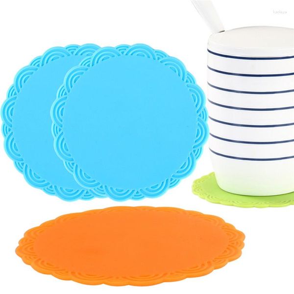 Tapetes de mesa Silicone Resistente ao Calor Porta-copos Tapete de Isolamento para Copos Utensílios de Mesa Porta-panelas Antiderrapante Flexível Durável Econômico