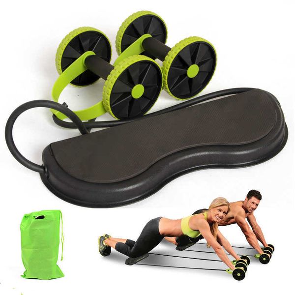 Rulli addominali Attrezzatura per esercizi muscolari indoor Power Roll Allenamento addominale e completo del corpo Doppia ruota Braccio Vita Gamba Allenatore Home Gym Fitness HKD230718