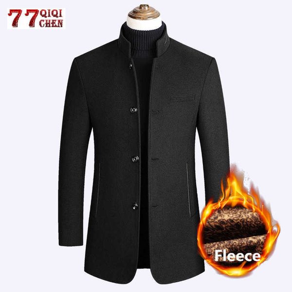 Mistura de Lã Masculina Casaco de Lã Masculino Trench Jackets Outono Inverno Casuais Slim Fit Gola Jaqueta Jaqueta Casaco Casaco Masculino Pea Lã HKD230718