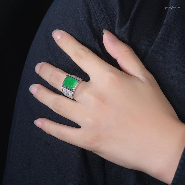 Кластерные кольца зеленый циркон амулеты ювелирные украшения регулируемые кольцо кольцо натуральное очарование женские аксессуары.