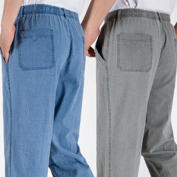 Erkekler pantolon iş rahat erkekler düz renkli cepler pamuk nefes alabilir moda yumuşak rahat pantolon artı boyut 5xl 230718
