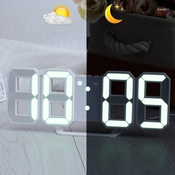 Tischuhren 3D LED Digital Alarm Wandbehang Uhr Snooze Kalender Elektronische Uhr