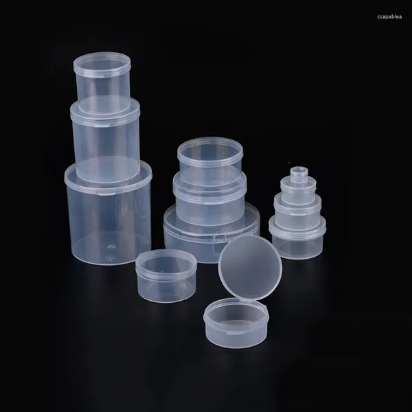 Bottiglie di stoccaggio Custodia in plastica rotonda per hardware Contenitore di perline Organizzatore di gioielli Piccola scatola Chip