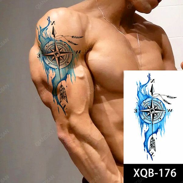 1pc Männer Männlich Wasserdicht Temporäre Tattoos Fake Tattoo Aufkleber Körper Arm Unterarm Cool Art Hipster Kompass Pfeil