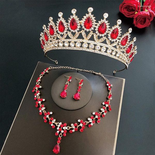 Halskette-Ohrringe-Set, wunderschöne Strasssteine, Braut-Diademe, Halsketten für Frauen, Hochzeitskleid, Kronen-Ohrring