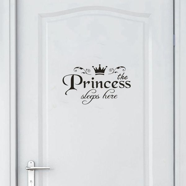 Muurstickers Franse Prinses Kroon Deur Badkamer Waterdichte PVC Woondecoratie Decals Slaapkamer Vinyl Art Mural 230717