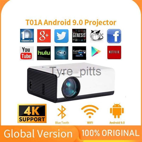 Outros acessórios para projetor Tflag T01A Projetor 4K Mini Android Wifi Bluetooth Projetor de vídeo portátil 1+8GB LCD 170Ansi Home Theater para casa x0717