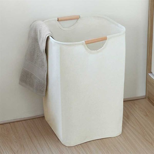 Cestas de armazenamento Cesta de lavanderia japonesa dobrável para roupas sujas Cesto de armazenamento de tecido de bambu Organizadores com alças Bolsa de armazenamento doméstico x0715 x0715