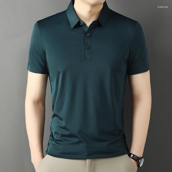 Polo da uomo Fashion Solid Polo Shirt Soft Summer Cool manica corta allentata stile coreano per uomo Clohing