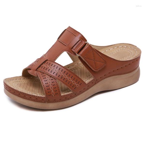 Sandálias femininas fashion wedge com plataforma oca sapatos de jardim confortáveis praia