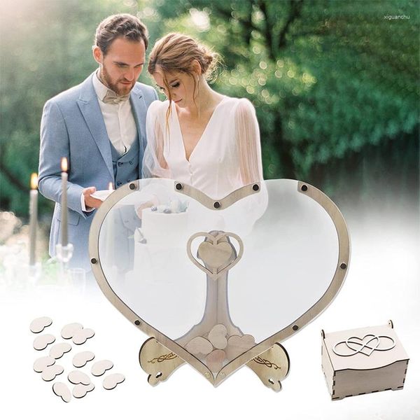 Forniture per feste 60-100 cuori Libro degli ospiti per matrimoni Segno alternativo in decorazioni di carte in legno a forma di cuore per il ricevimento