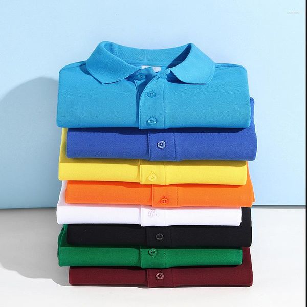 Polos Masculinos Primavera E Outono Algodão Camisa Pólo Manga Longa Com Gola Casual Lapela T-shirt Hong Kong Moda Marca