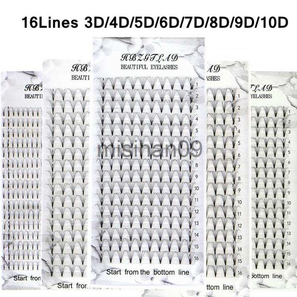Faux cils prix de gros 16 lignes volume 7/8/9/10/20D extensions de cils 100% cheveux synthétiques faits à la main volume russe cils ventilateurs préfabriqués J230717
