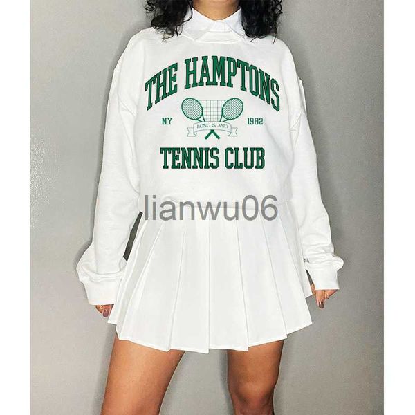 Felpe con cappuccio da donna Felpe The Hamptons Tennis Club 1982 Stampa vintage Moda americana Maglioni da donna Cotone sciolto Autunno Pullover spesso Sweatshi J230718