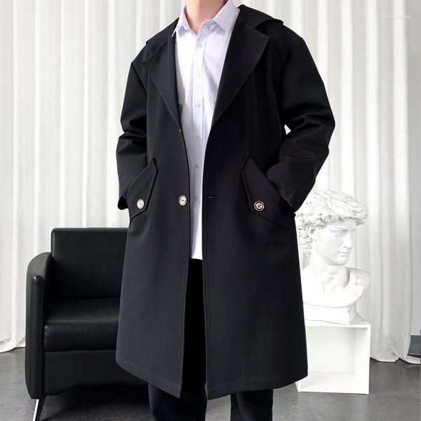 Trench Coats Masculino Casaco Coreano Jaqueta com Capuz Design Hip Hop Blusão Mulher Streetwear Jaquetas Roupas de Peito Único