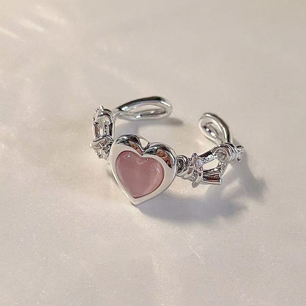 Романтическое милое розовое сердце кольцо кореян