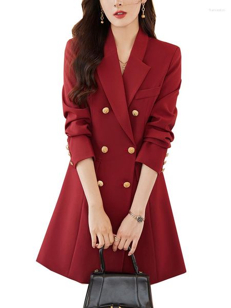 Abiti da donna moda rosso rosa blu nero giacca da donna giacca casual da donna manica lunga triplo petto donna autunno inverno cappotto